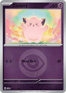 (074/217) Pokemon TCG Ascended Heroes: Additionals Single: Clefairy Common (Energy Symbol Reverse Holo)