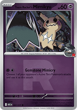 (097/217) Pokemon TCG Ascended Heroes: Additionals Single: Team Rocket's Mimikyu Uncommon (Rocket Reverse Holo)