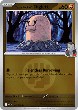 (100/217) Pokemon TCG Ascended Heroes: Additionals Single: Team Rocket's Diglett Common (Energy Symbol Reverse Holo)