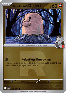 (100/217) Pokemon TCG Ascended Heroes: Additionals Single: Team Rocket's Diglett Common (Rocket Reverse Holo)