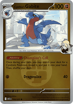 (110/217) Pokemon TCG Ascended Heroes: Additionals Single: Cynthia's Gabite Uncommon (Energy Symbol Reverse Holo)