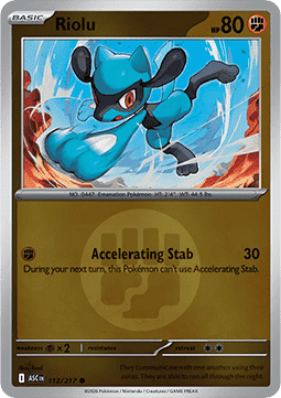 (112/217) Pokemon TCG Ascended Heroes: Additionals Single: Riolu Common (Energy Symbol Reverse Holo)