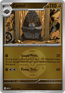 (119/217) Pokemon TCG Ascended Heroes: Additionals Single: Carkol Common (Ball Reverse Holo)