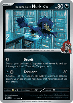 (126/217) Pokemon TCG Ascended Heroes: Additionals Single: Team Rocket's Murkrow Common (Energy Symbol Reverse Holo)