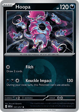 (141/217) Pokemon TCG Ascended Heroes: Additionals Single: Hoopa Rare (Energy Symbol Reverse Holo)