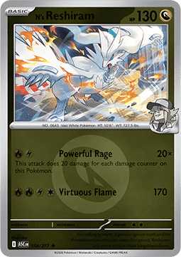 (154/217) Pokemon TCG Ascended Heroes: Additionals Single: N's Reshiram Rare (Energy Symbol Reverse Holo)