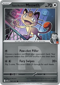 (161/217) Pokemon TCG Ascended Heroes: Additionals Single: Team Rocket's Meowth Common (Rocket Reverse Holo)