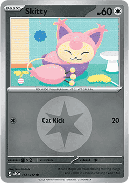 (165/217) Pokemon TCG Ascended Heroes: Additionals Single: Skitty Common (Energy Symbol Reverse Holo)