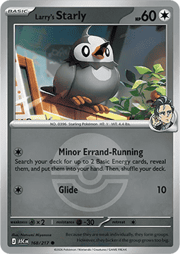 (168/217) Pokemon TCG Ascended Heroes: Additionals Single: Larry's Starly Common (Ball Reverse Holo)