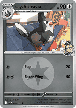 (169/217) Pokemon TCG Ascended Heroes: Additionals Single: Larry's Staravia Uncommon (Energy Symbol Reverse Holo)