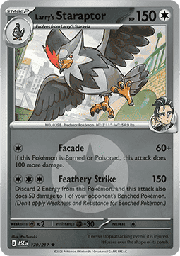 (170/217) Pokemon TCG Ascended Heroes: Additionals Single: Larry's Staraptor Rare (Energy Symbol Reverse Holo)