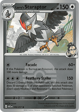 (170/217) Pokemon TCG Ascended Heroes: Additionals Single: Larry's Staraptor Rare (Ball Reverse Holo)
