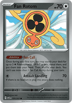 (171/217) Pokemon TCG Ascended Heroes: Additionals Single: Fan Rotom Common (Energy Symbol Reverse Holo)