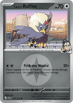 (173/217) Pokemon TCG Ascended Heroes: Additionals Single: Larry's Rufflet Common (Energy Symbol Reverse Holo)