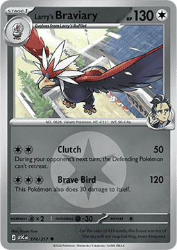 (174/217) Pokemon TCG Ascended Heroes: Additionals Single: Larry's Braviary Uncommon (Energy Symbol Reverse Holo)