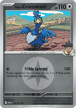 (177/217) Pokemon TCG Ascended Heroes: Additionals Single: Hop's Cramorant Uncommon (Energy Symbol Reverse Holo)