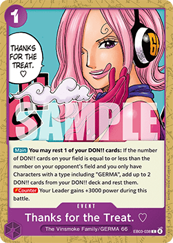 (038) One Piece TCG Heroines Edition Single: Thanks for the Treat. (EB03-038) (V.1) Common