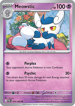 (034/088) Pokemon TCG Perfect Order Single: Meowstic Uncommon