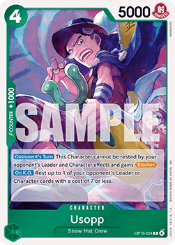 (024) One Piece TCG Adventure on Kami’s Island Single: Usopp (OP15-024) Rare