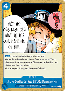 (054) One Piece TCG Adventure on Kami’s Island Single: And No One Else Can Have It! It's Our Memento of Him (OP15-054) Common