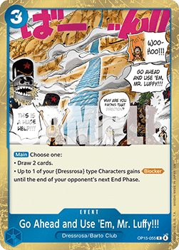 (055) One Piece TCG Adventure on Kami’s Island Single: Go Ahead and Use 'Em, Mr. Luffy!!! (OP15-055) Rare