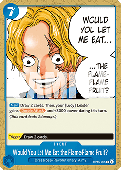 (056) One Piece TCG Adventure on Kami’s Island Single: Would You Let Me Eat the Flame-Flame Fruit? (OP15-056) Common