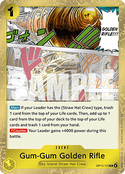 (116) One Piece TCG Adventure on Kami’s Island Single: Gum-Gum Golden Rifle (OP15-116) (V.1) Rare