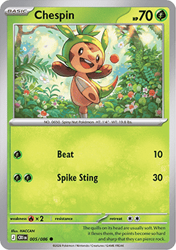(005/086) Pokemon TCG Chaos Rising Single: Chespin Common