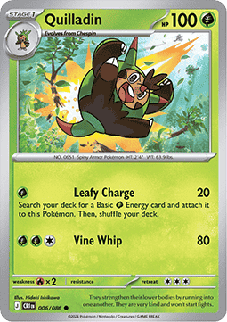 (006/086) Pokemon TCG Chaos Rising Single: Quilladin Common