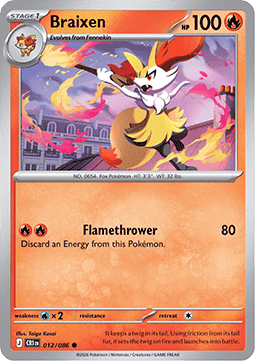 (012/086) Pokemon TCG Chaos Rising Single: Braixen Common