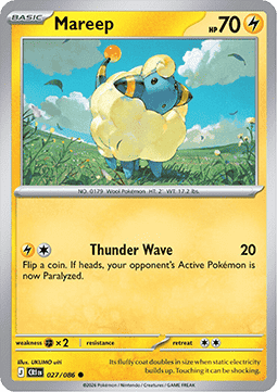(027/086) Pokemon TCG Chaos Rising Single: Mareep Common