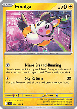 (030/086) Pokemon TCG Chaos Rising Single: Emolga Common