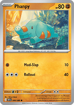 (044/086) Pokemon TCG Chaos Rising Single: Phanpy Common