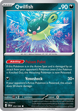 (052/086) Pokemon TCG Chaos Rising Single: Qwilfish Common