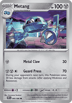 (060/086) Pokemon TCG Chaos Rising Single: Metang Common