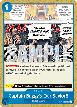 (057) One Piece TCG OP16: The Time of Battle Single: Captain Buggy's Our Savior!! (OP16-057) Common