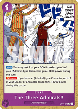 (076) One Piece TCG OP16: The Time of Battle Single: The Three Admirals!! (OP16-076) Uncommon