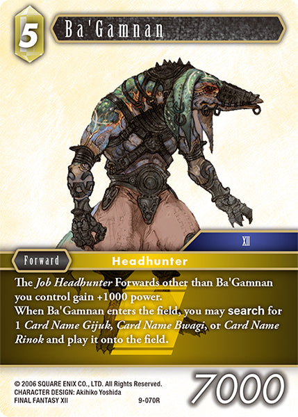 (070) Final Fantasy TCG Opus IX: Lords & Chaos Single: Ba'Gamnan (9-070) Rare