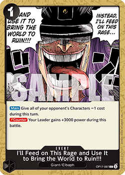 (097) One Piece TCG OP17: The World’s Strongest Warriors Single: I'll Feed on This Rage and Use It to Bring the World to Ruin!!! (OP17-097) Common