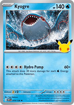 (019) Pokemon TCG 30th Celebration Single: Kyogre Rare