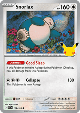 (119) Pokemon TCG 30th Celebration Single: Snorlax Common
