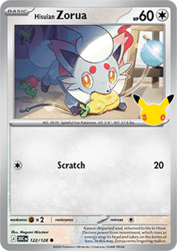 (122) Pokemon TCG 30th Celebration Single: Hisuian Zorua Common