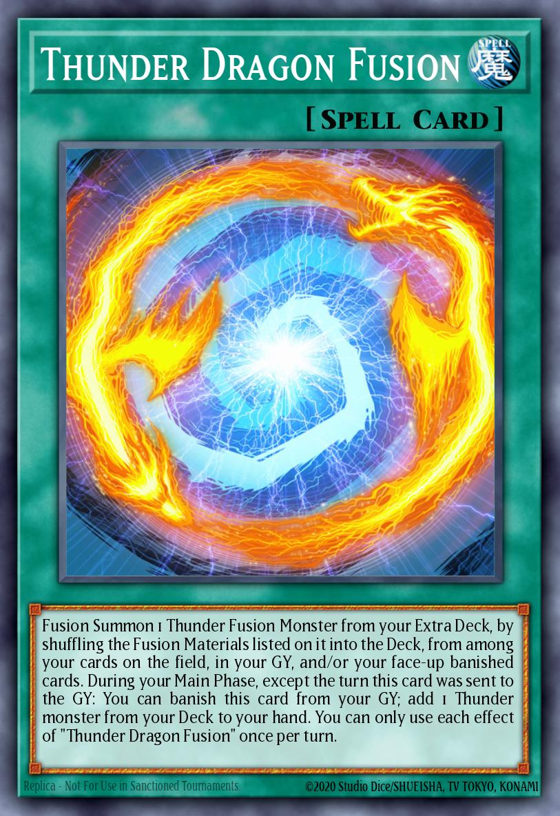 (199) YuGiOh TCG MP19: 2019 Gold Sarcophagus Tin Mega Pack Single: Thunder Dragon Fusion Super Rare
