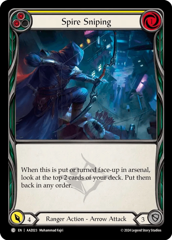 (023) Flesh & Blood TCG Armory Deck: Azalea Single: Spire Sniping (Yellow) (Regular) Common