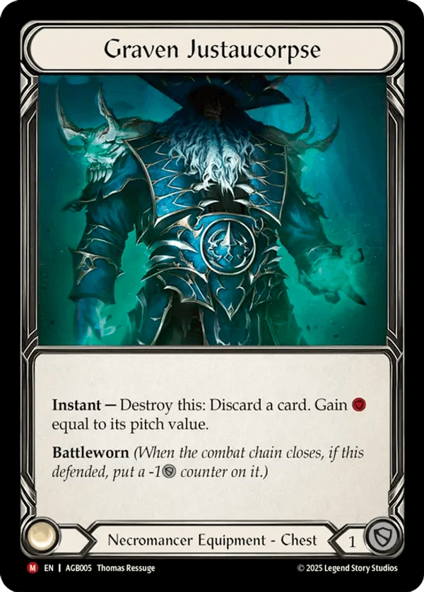 (005) Flesh & Blood TCG Armory Deck: Gravy Bones Single: Graven Justaucorpse (Rainbow Foil) Majestic