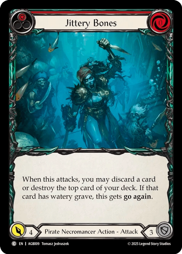 (009) Flesh & Blood TCG Armory Deck: Gravy Bones Single: Jittery Bones (Red) (Regular) Common