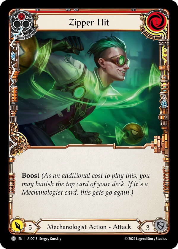 (013) Flesh & Blood TCG Armory Deck: Dash I/O Single: Zipper Hit (Red) (Regular) Common