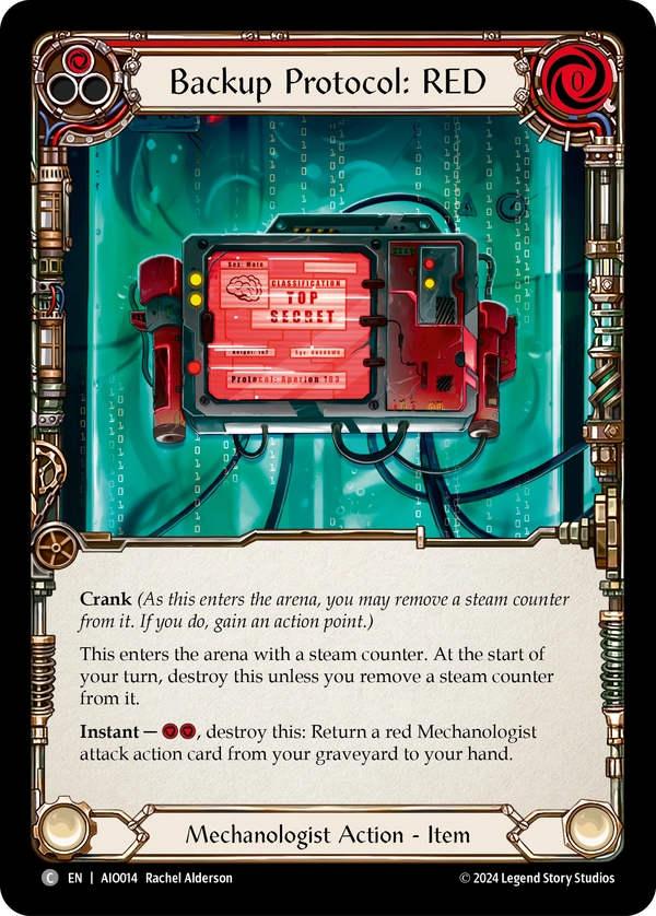 (014) Flesh & Blood TCG Armory Deck: Dash I/O Single: Backup Protocol: RED (Regular) Common