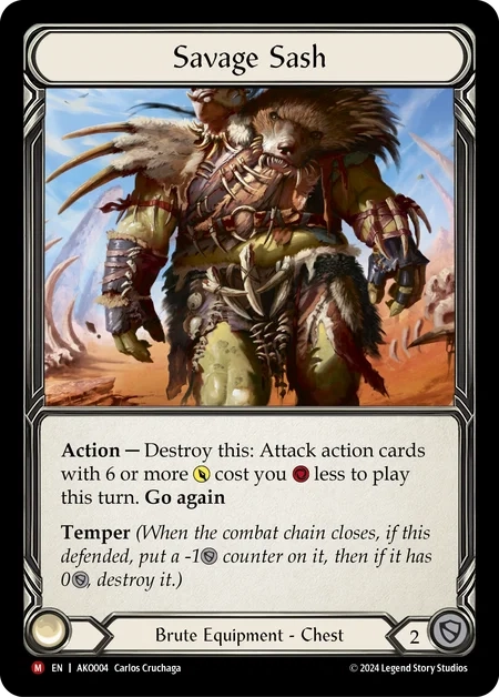 (004) Flesh & Blood TCG Armory Deck: Kayo Single: Savage Sash (Rainbow Foil) Majestic