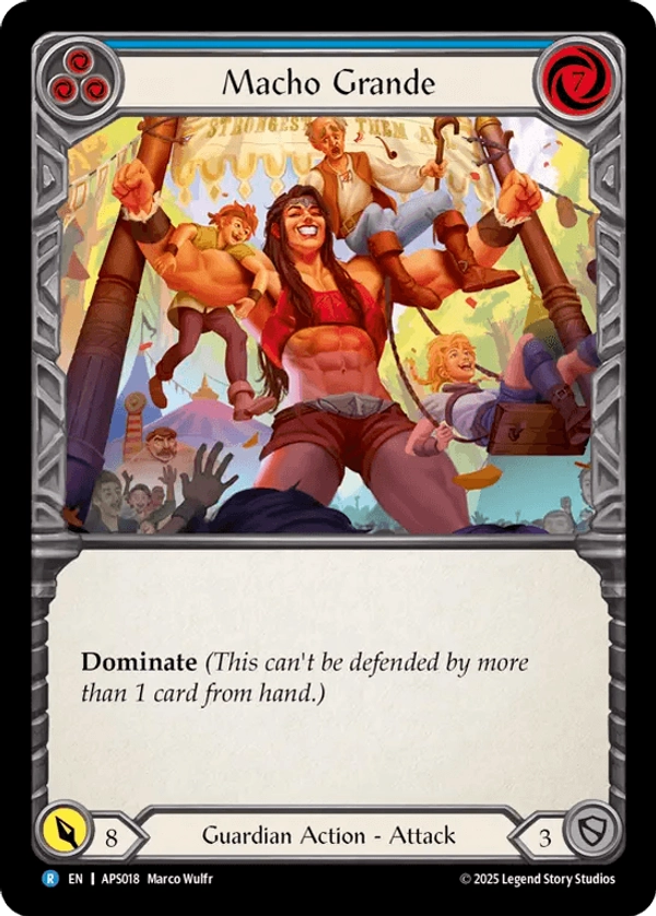 (018) Flesh & Blood TCG Armory Deck: Pleiades Single: Macho Grande (Blue) (Regular) Rare